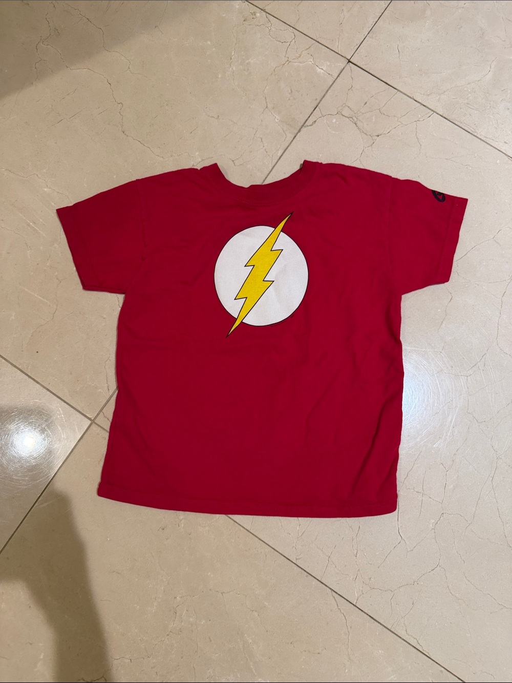 Red Kids Short Sleeve Tee with Flash Lightning Graphic